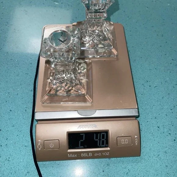 Waterford Vintage MCM Candle Sticks Pair Crystal Collectible Decor - Picture 4 of 12